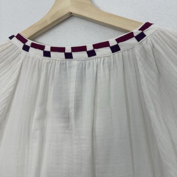 Lane Bryant Top Womens 18 White Gauzy Embroidered Tasseled Cottagecore Boho - Picture 7 of 14